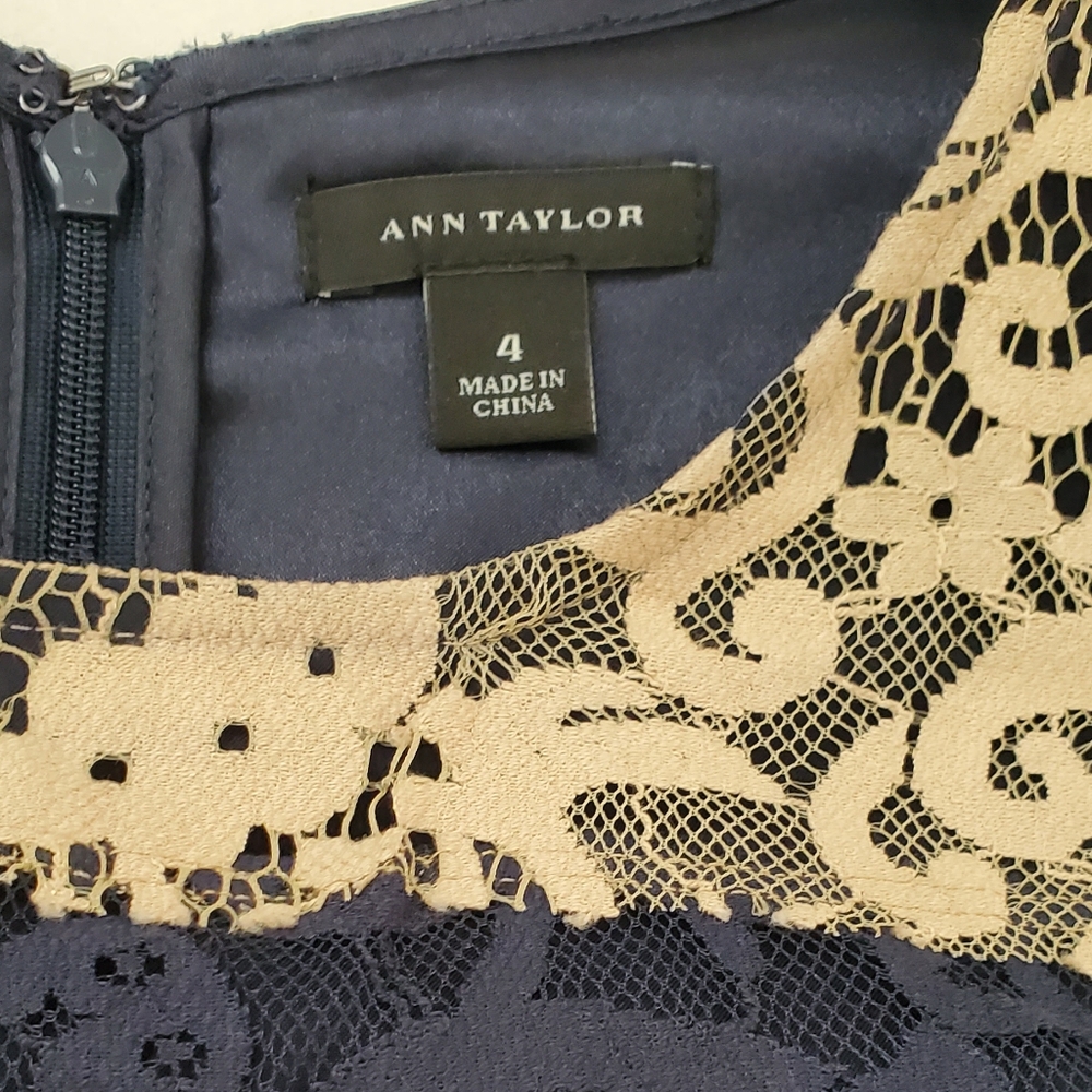 🦜 2/$10 Ann Taylor Lace Stripe Multicolor Dress. Sz.4. - Picture 7 of 11